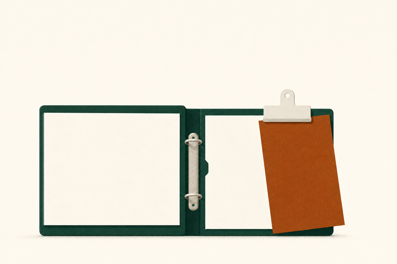 A blank delivery slip fits beneath the retaining clip of an open receipt binder.