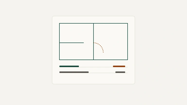 Editorial illustration of an itemized statement ledger and floor plan on a warm sand background.